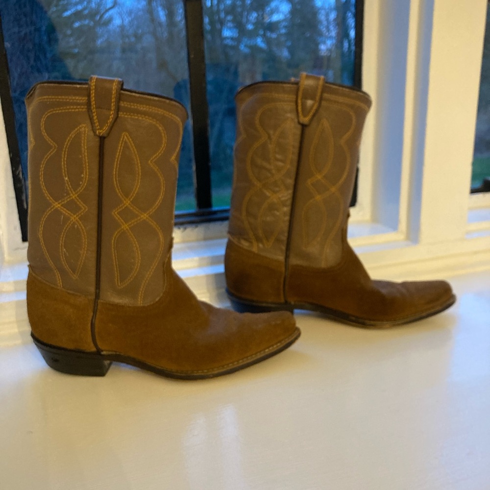 Vintage leather kids cowboy boots